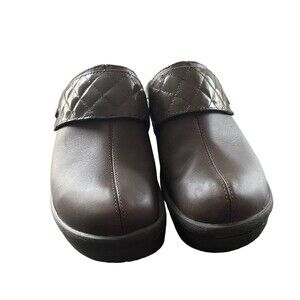 CROCS Womens Size US‎ W8 Cobbler Quilt Strap Brown Leather Platform Clog Mule